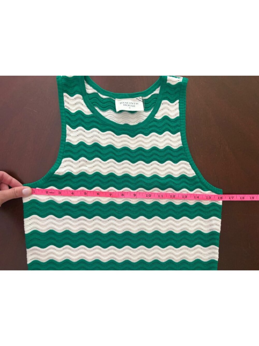 Hyacinth House Tuckernuck Green & White Wavy Knit Stripe Wilder Dress Size M - Picture 9 of 13